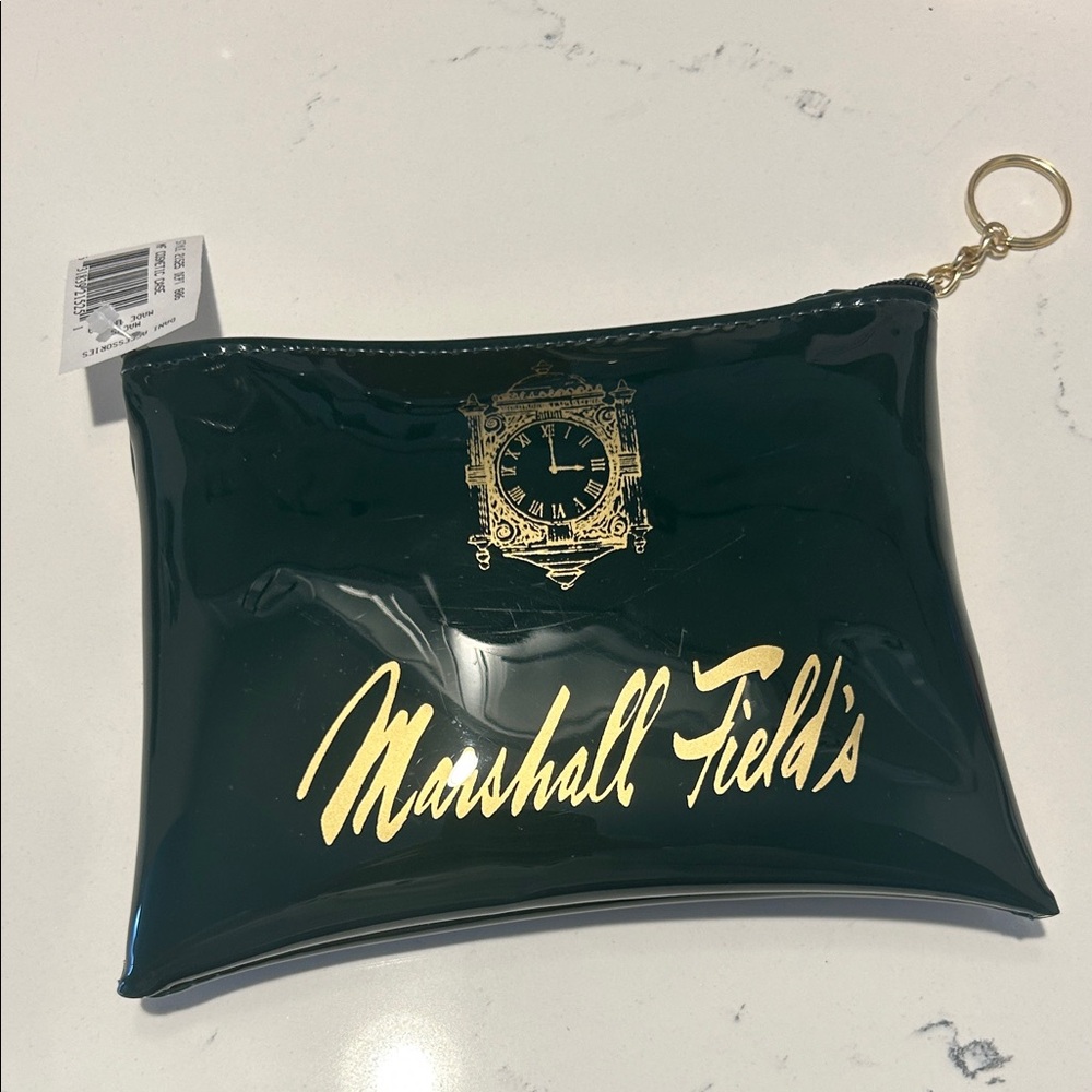 Vintage - Marshall Field's green and Gold clutch